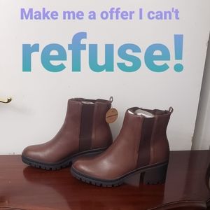 Aldo RIKK Waterproof Brown Leather SlipOn Chelsea Ankle Boots w/ Lug Sole Size11